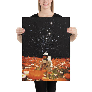 Astronaut in Orange Flower Field